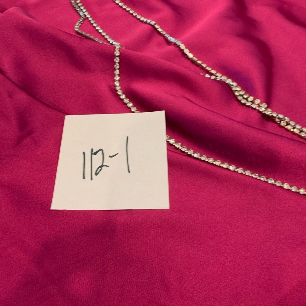 Satin fuchsia rhinestone embellished open back top SZ Small - Picture 8 of 8